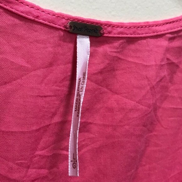 FREE PEOPLE Highland Vneck Linen Boho Oversize Festival Short Sleeve Top Trapeze - Picture 11 of 16